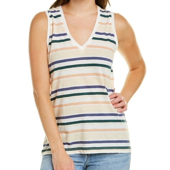 Madewell Striped V-Neck Multi-Colored Top Tank - Picture 1 of 8